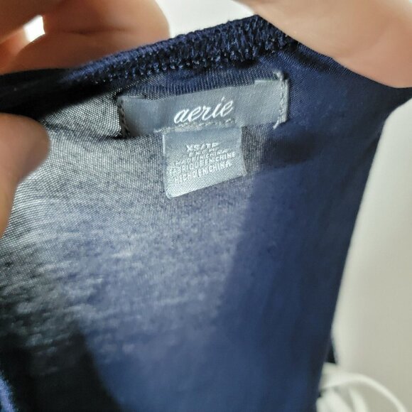 Aerie XS Navy Blue / Multicolored‎ Patterned Halter Neck Women's Jumpsuit - Picture 4 of 5